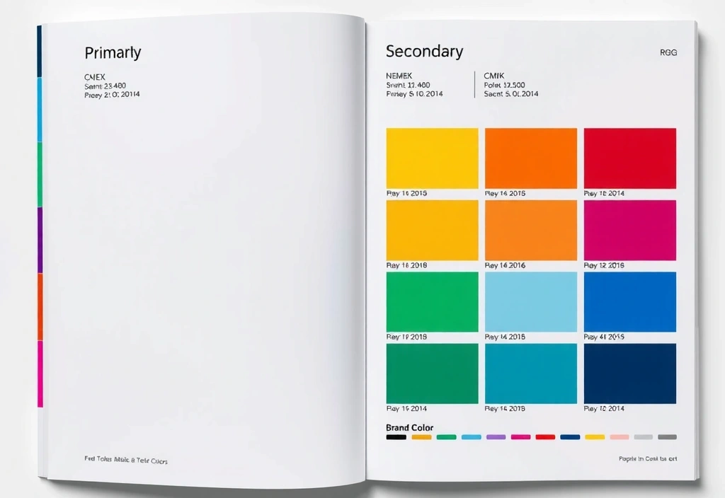 Barevná paleta značky s HEX, RGB a CMYK kódy