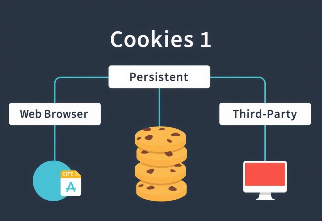 Ilustrace různých typů souborů cookie a jejich funkce