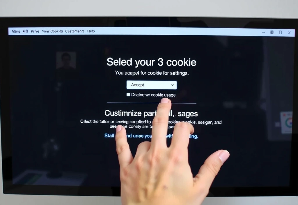 Ilustrace uživatele spravujícího nastavení cookie v prohlížeči