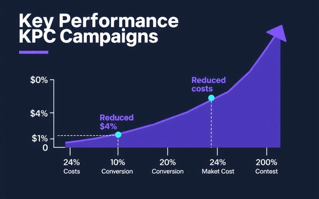 Digitální graf s ukazateli PPC kampaní a šipkami nahoru