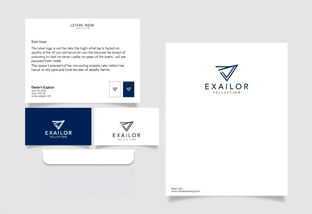 Příklad minimalistické firemní identity s jednoduchým, ale výrazným logem, omezenou barevnou paletou a důrazem na prázdný prostor, zobrazený na obálce a hlavičkovém papíře.