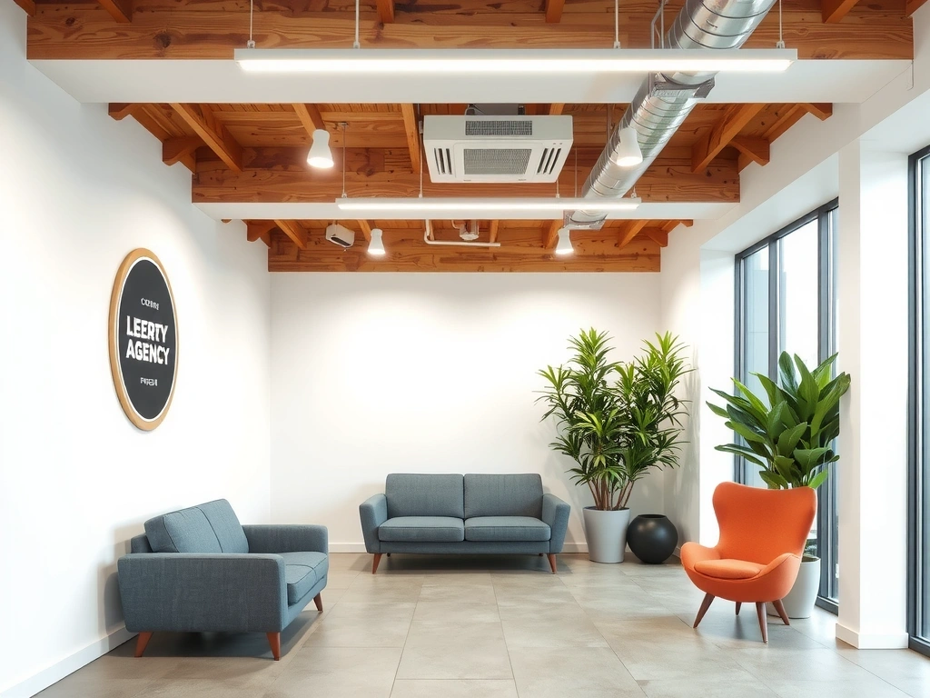 Moderní kancelářské prostory marketgate s logem firmy