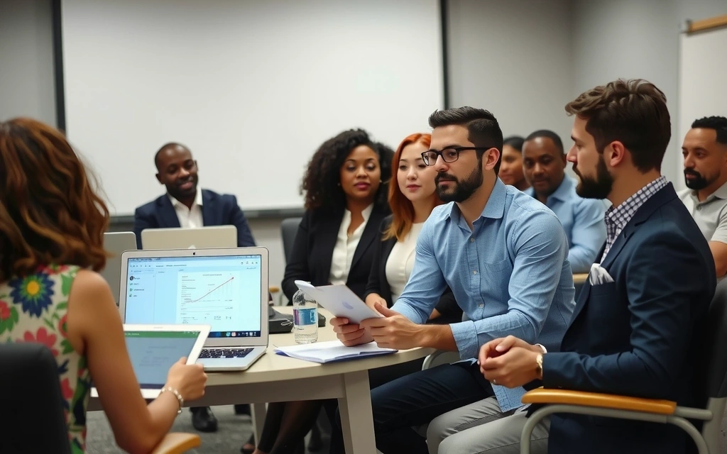 Tým na vzdělávacím workshopu s digitálními nástroji