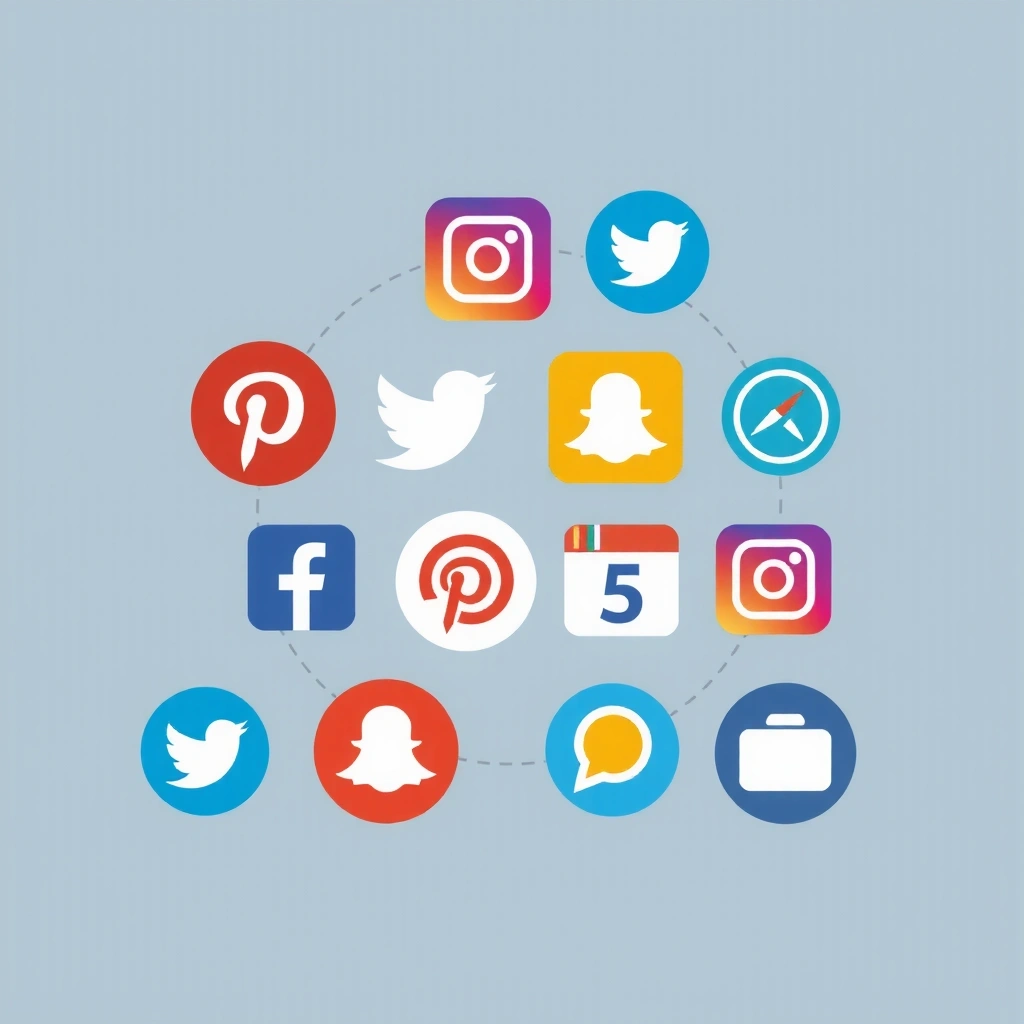 Illustration of social media icons and engagement