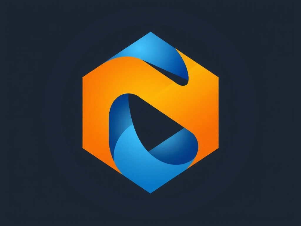 Abstract logo design concept with intertwined geometric shapes.