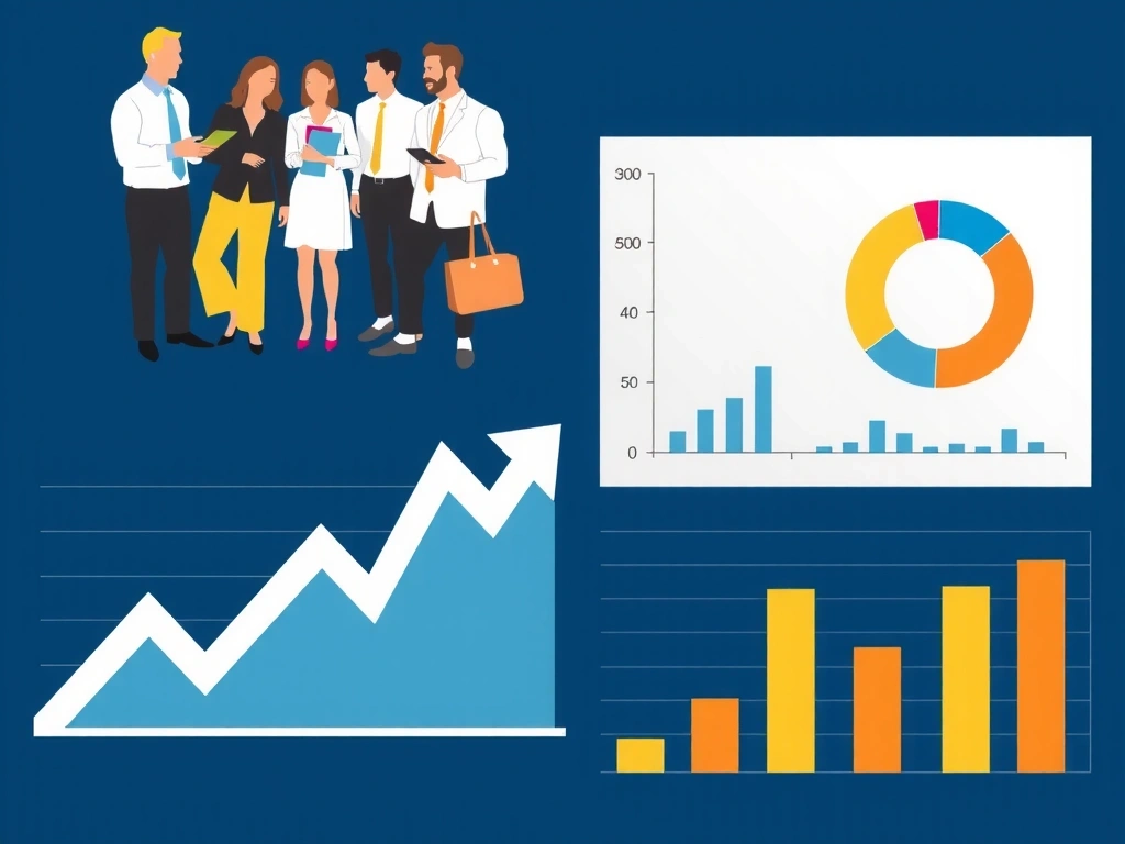 Data analysis charts and graphs with abstract business figures.