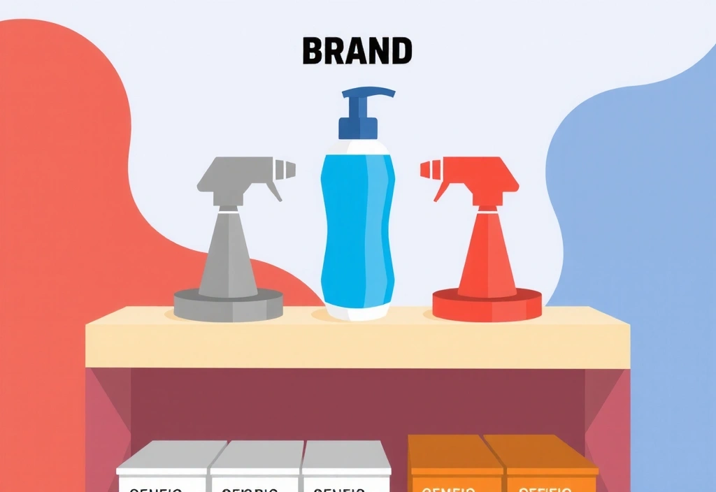 Abstract illustration of brand positioning, showing a unique product standing out among competitors on a shelf or market.