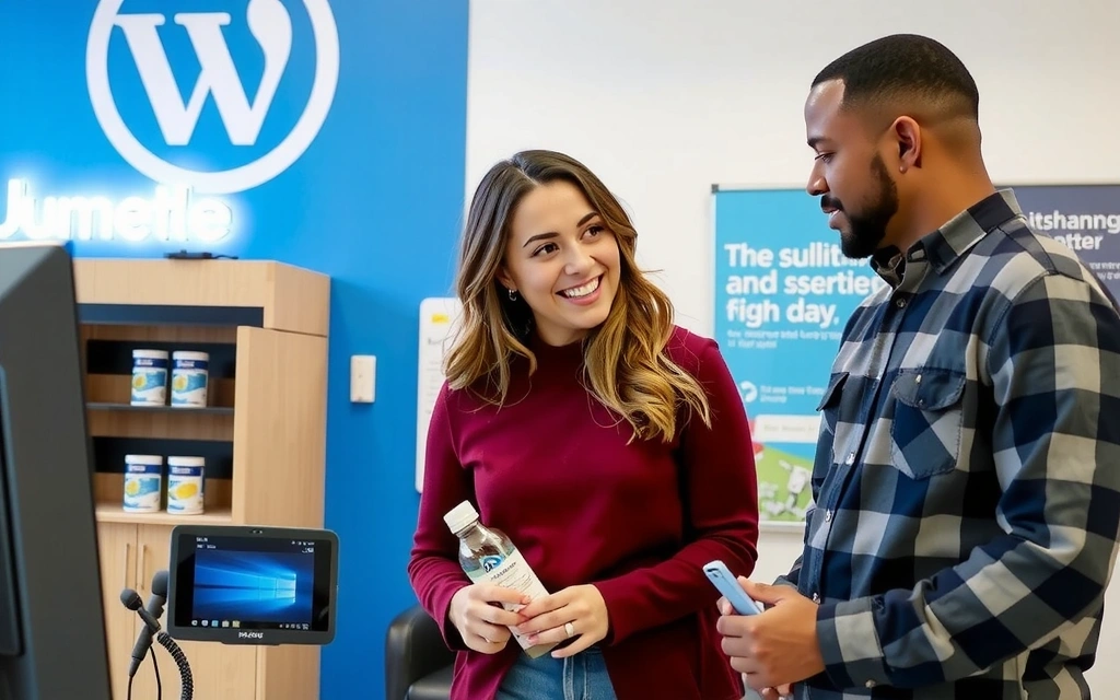 Image of a satisfied customer interacting with a product or service.