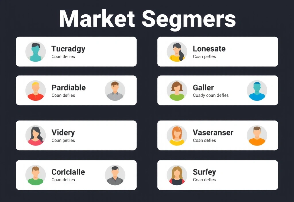 Infographics showing different market segments with diverse customer profiles.